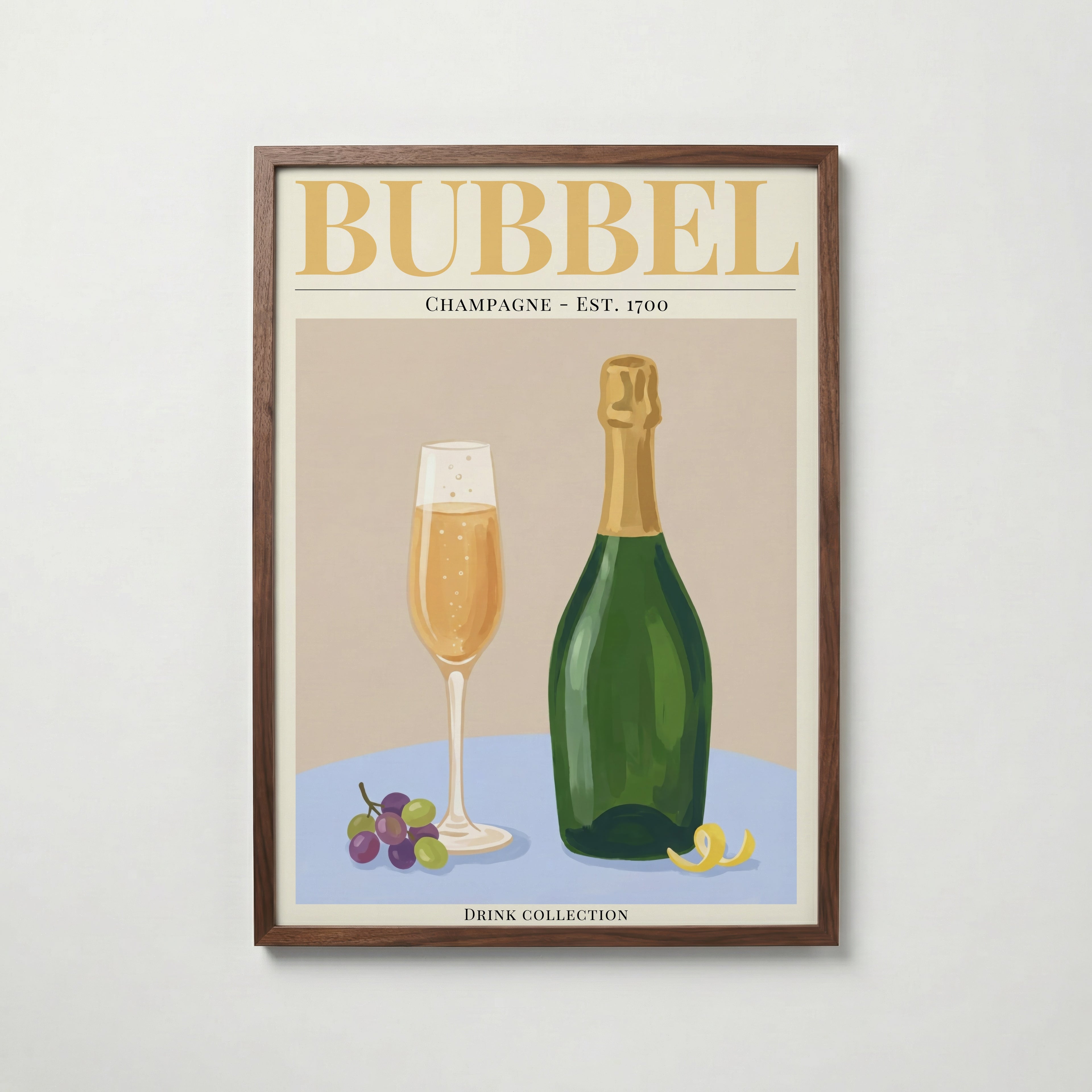 Bubbel Poster i valnötsram – varm konstaffisch för hemmet från Bozetto