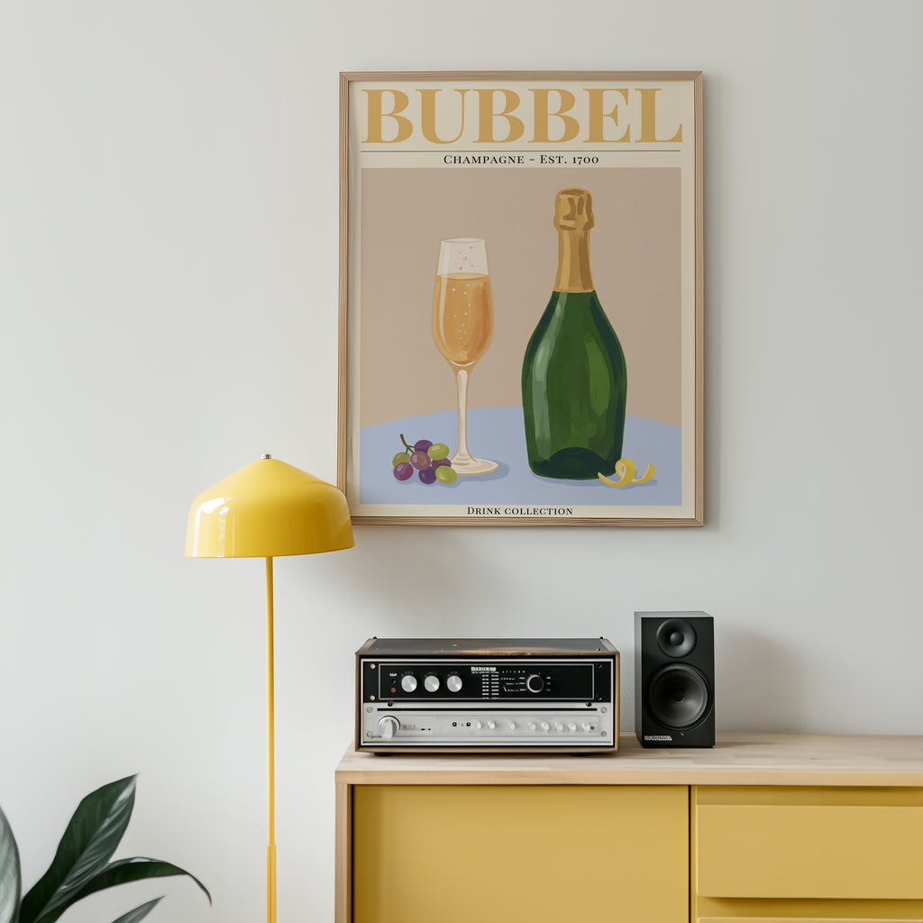 Bubbel Poster i ljust vardagsrum – modern konst som väggdekor från Bozetto