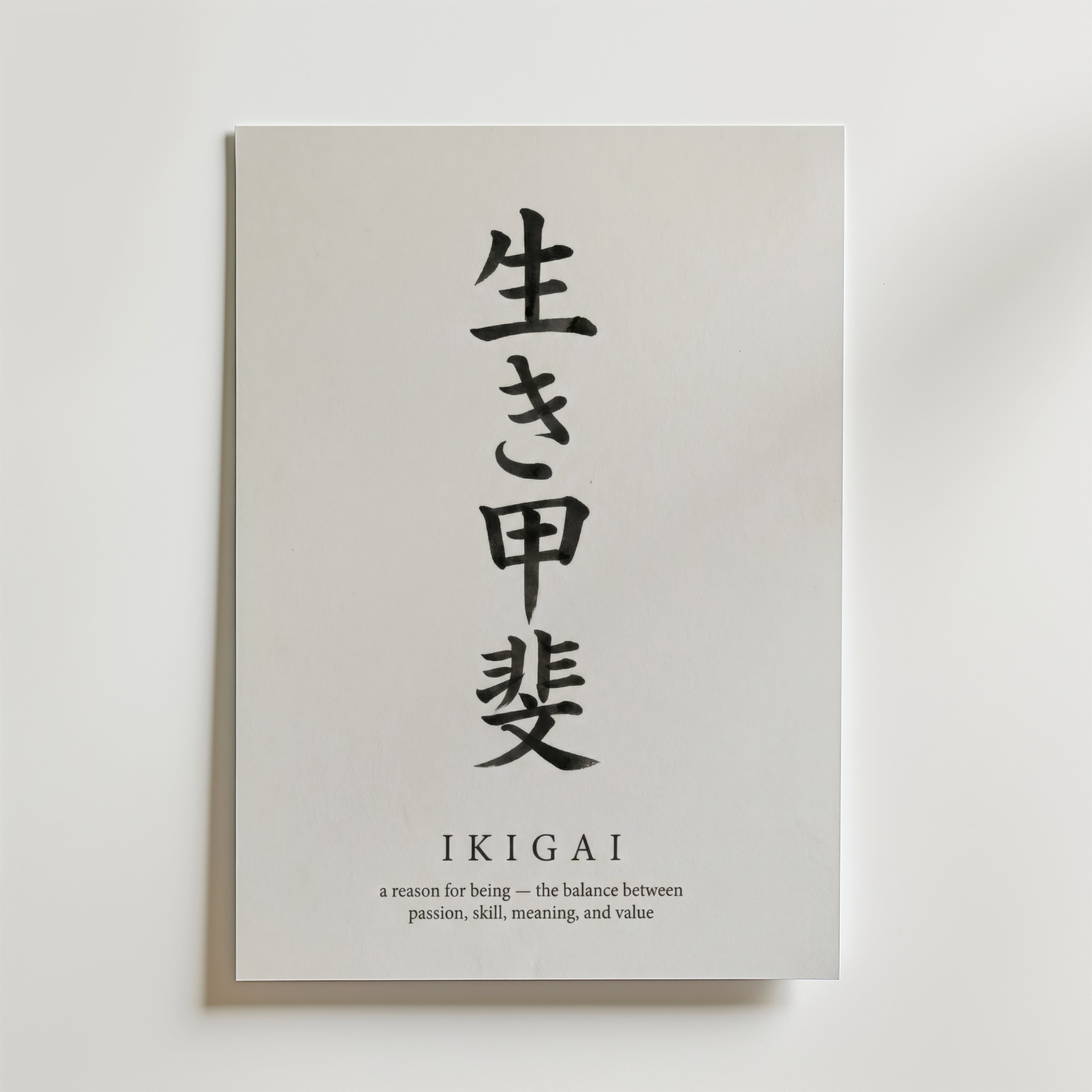 Ikigai Minimal – stilfullt konsttryck från Bozetto, tryckt på matt finpapper i hög tryckkvalitet