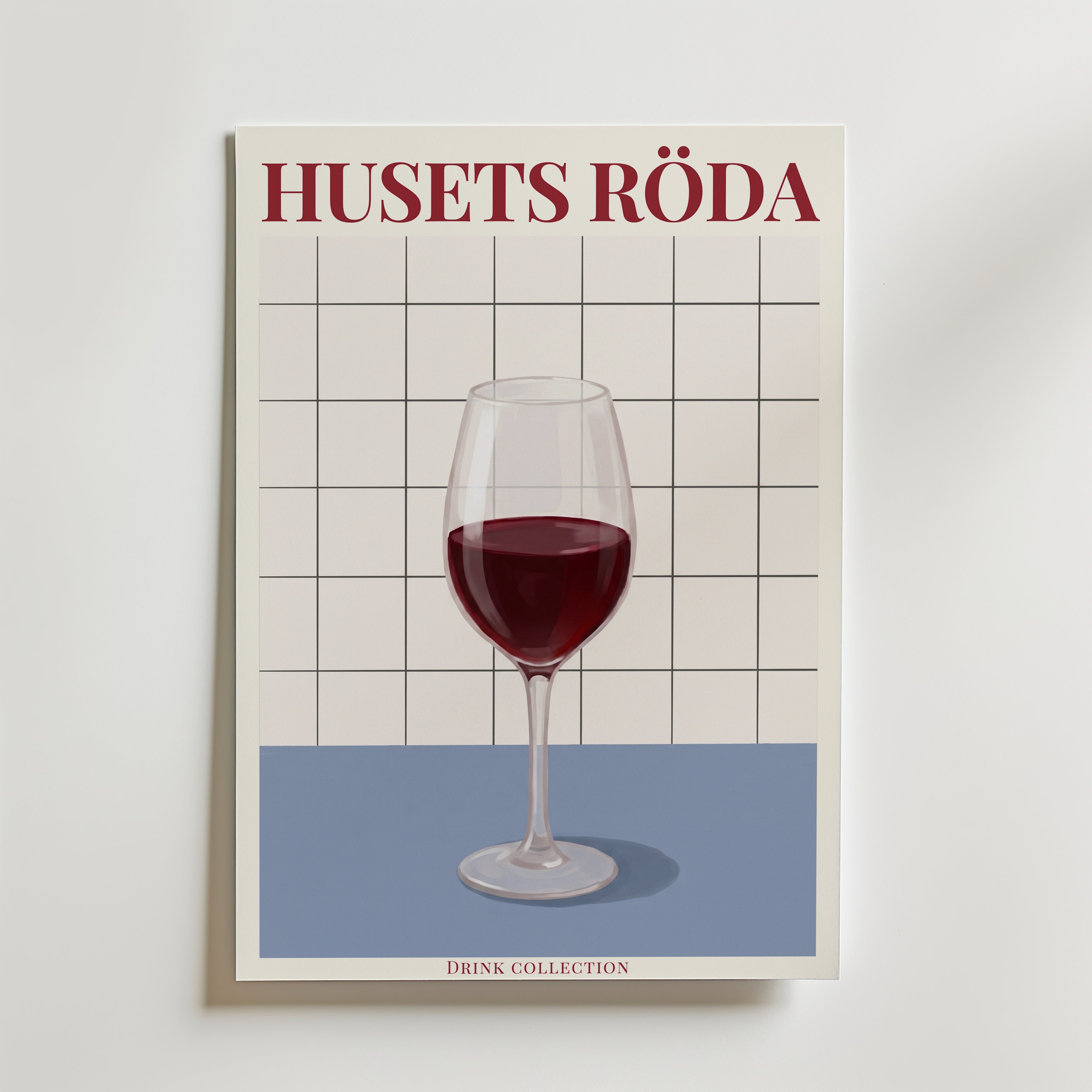 Husets Röda affisch inramad i neutral ram – se hur konsttrycket ser ut, Bozetto i hög tryckkvalitet