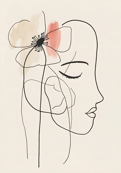 Floral Line Art Woman Poster