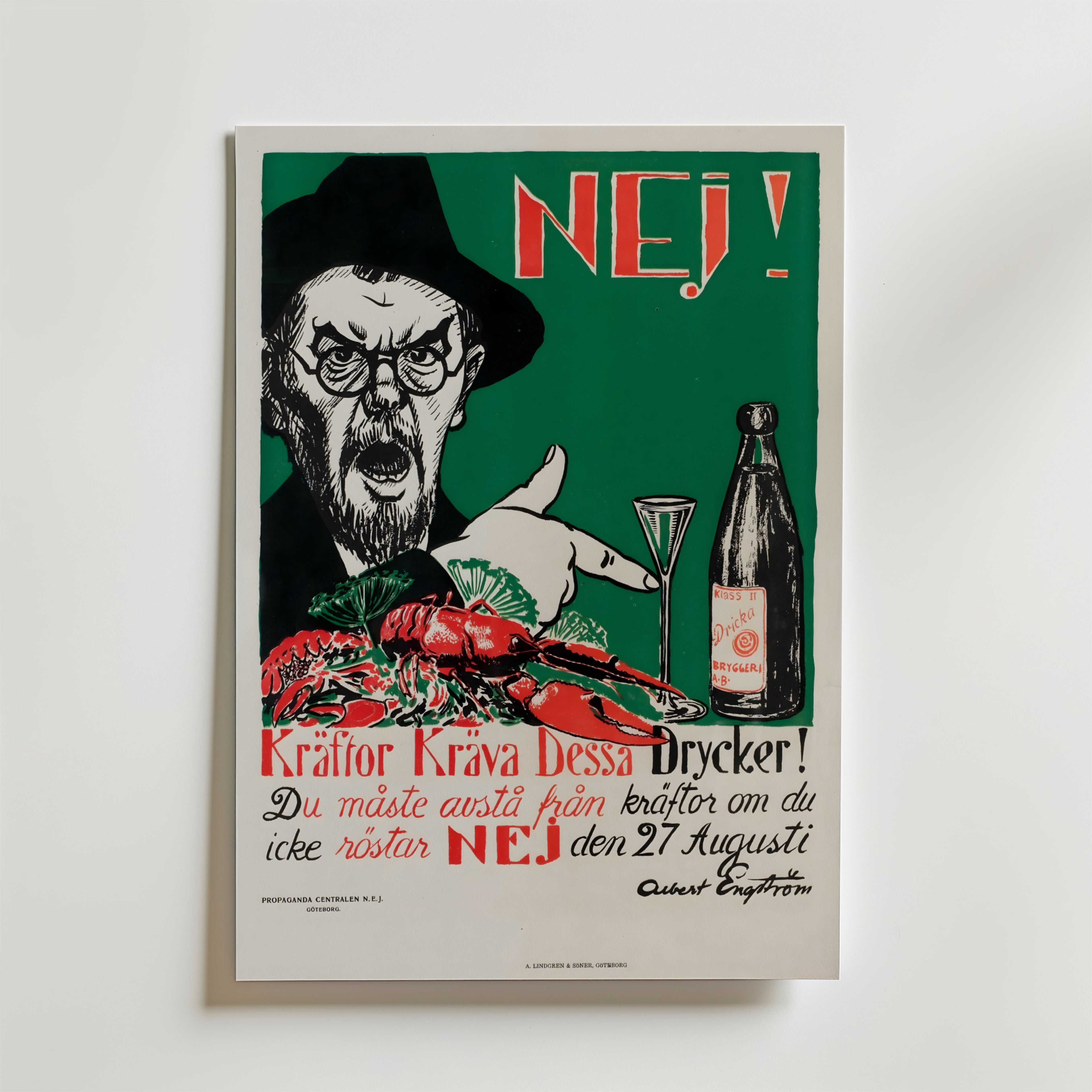 Albert Engström Kräftor Kräva Dessa Drycker Poster