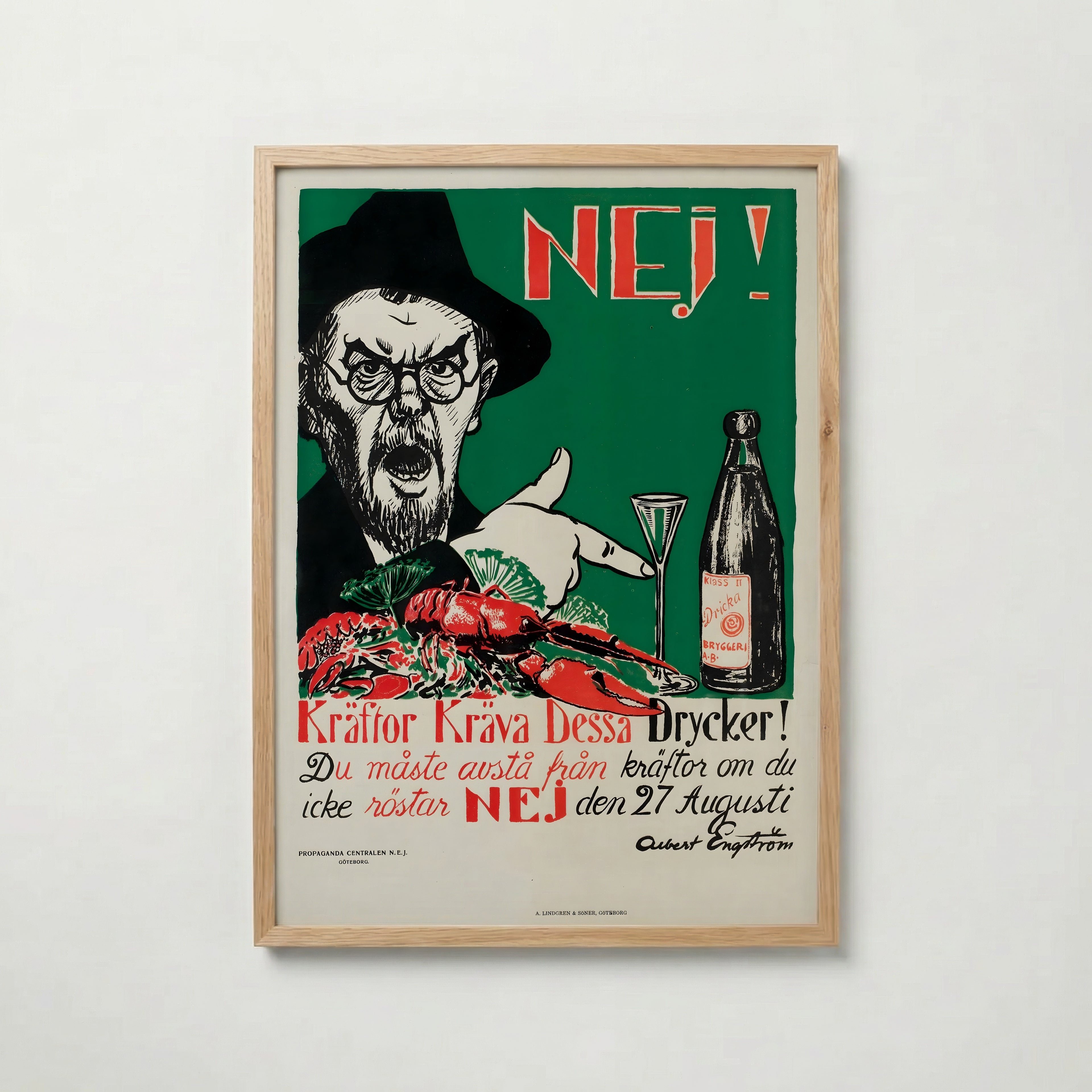 Albert Engström Kräftor Kräva Dessa Drycker Poster poster – väggdekoration för hemmet – köp hos Bozetto