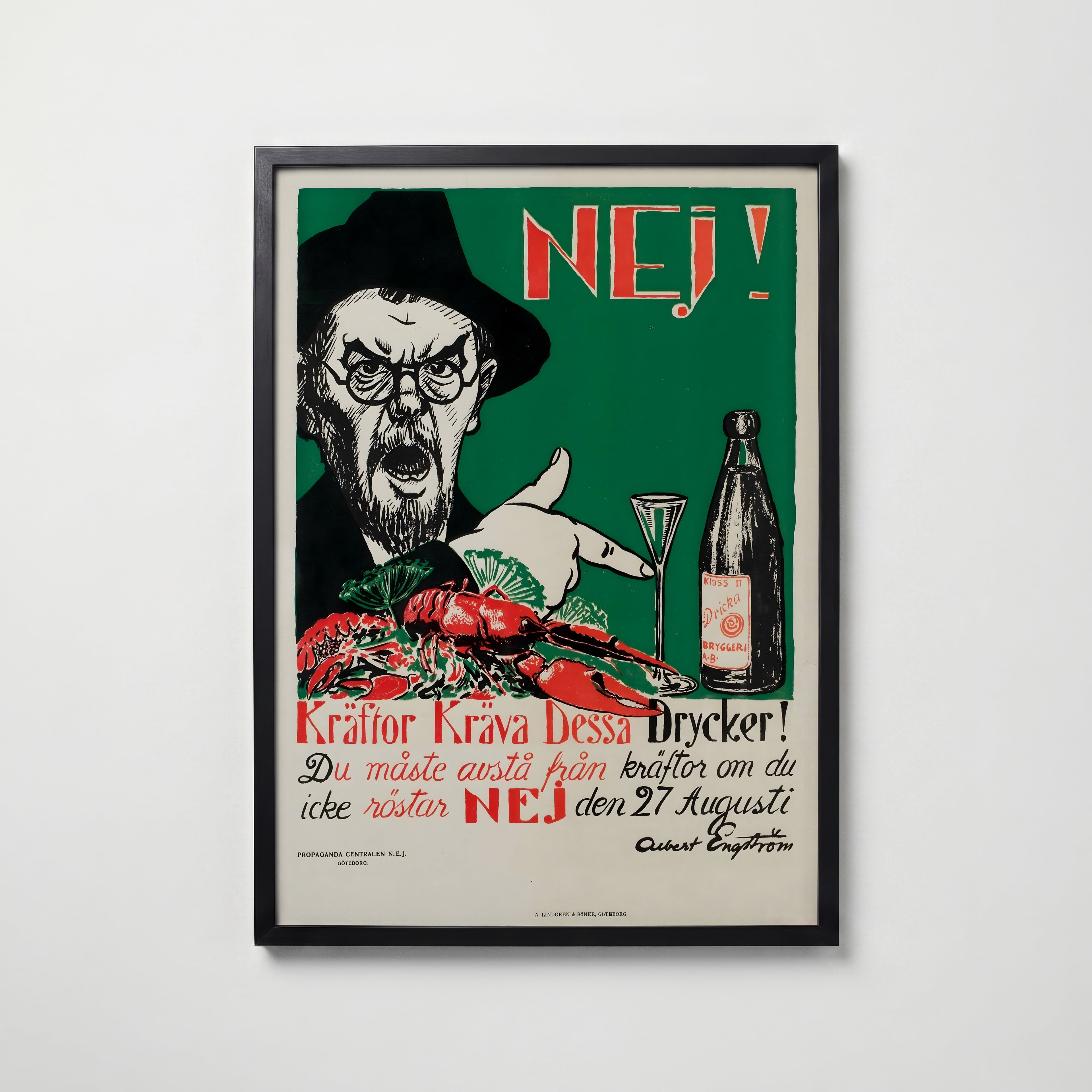 Albert Engström Kräftor Kräva Dessa Drycker Poster – köp affisch till hemmet – Bozetto väggdekoration