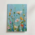 Spring Wildflower Bloom No.2 Poster – Ett livfullt och färgstarkt konstmotiv där en blomsteräng står i full vårblom mot en mj