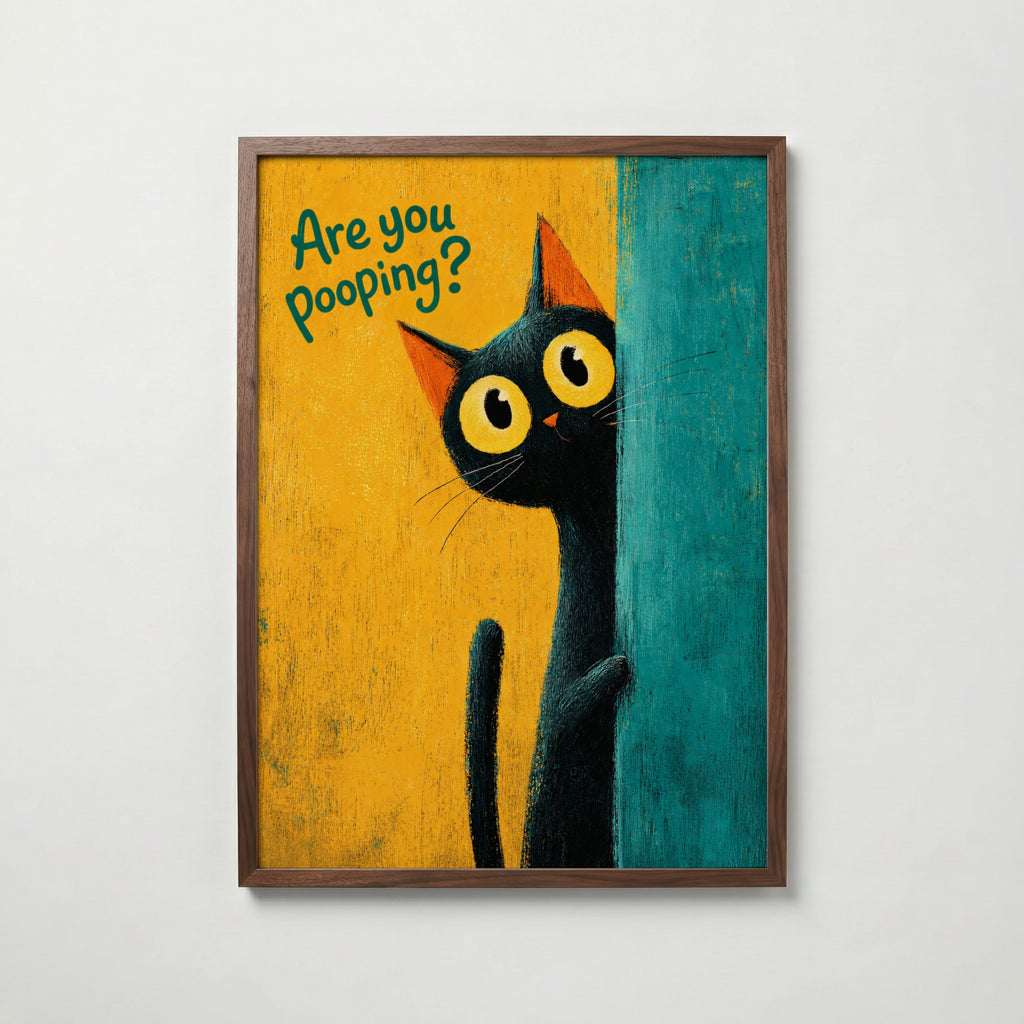Bathroom Inspector Cat Poster