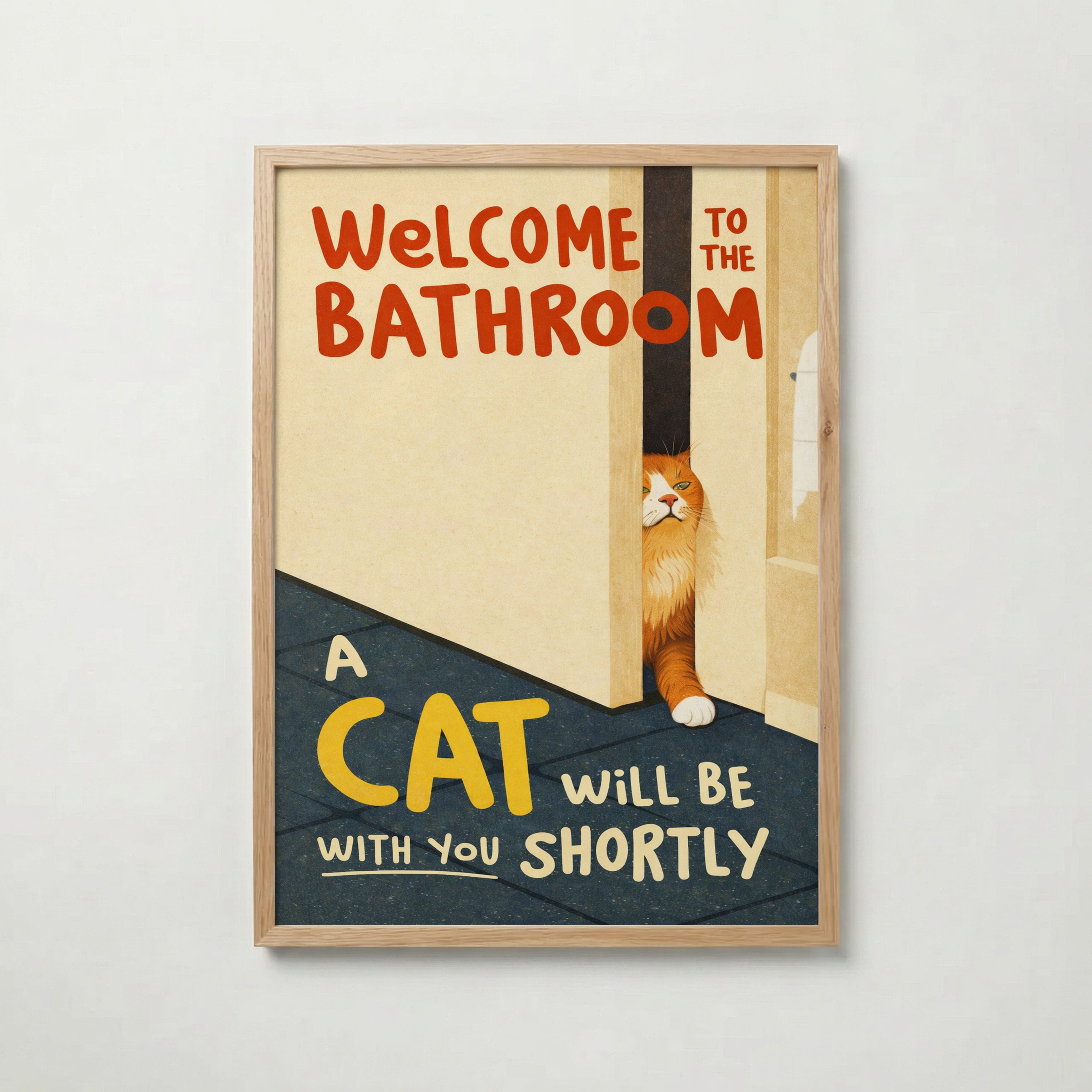 Bathroom Waiting Cat Poster