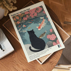 Black Cat and Koi Pond Poster