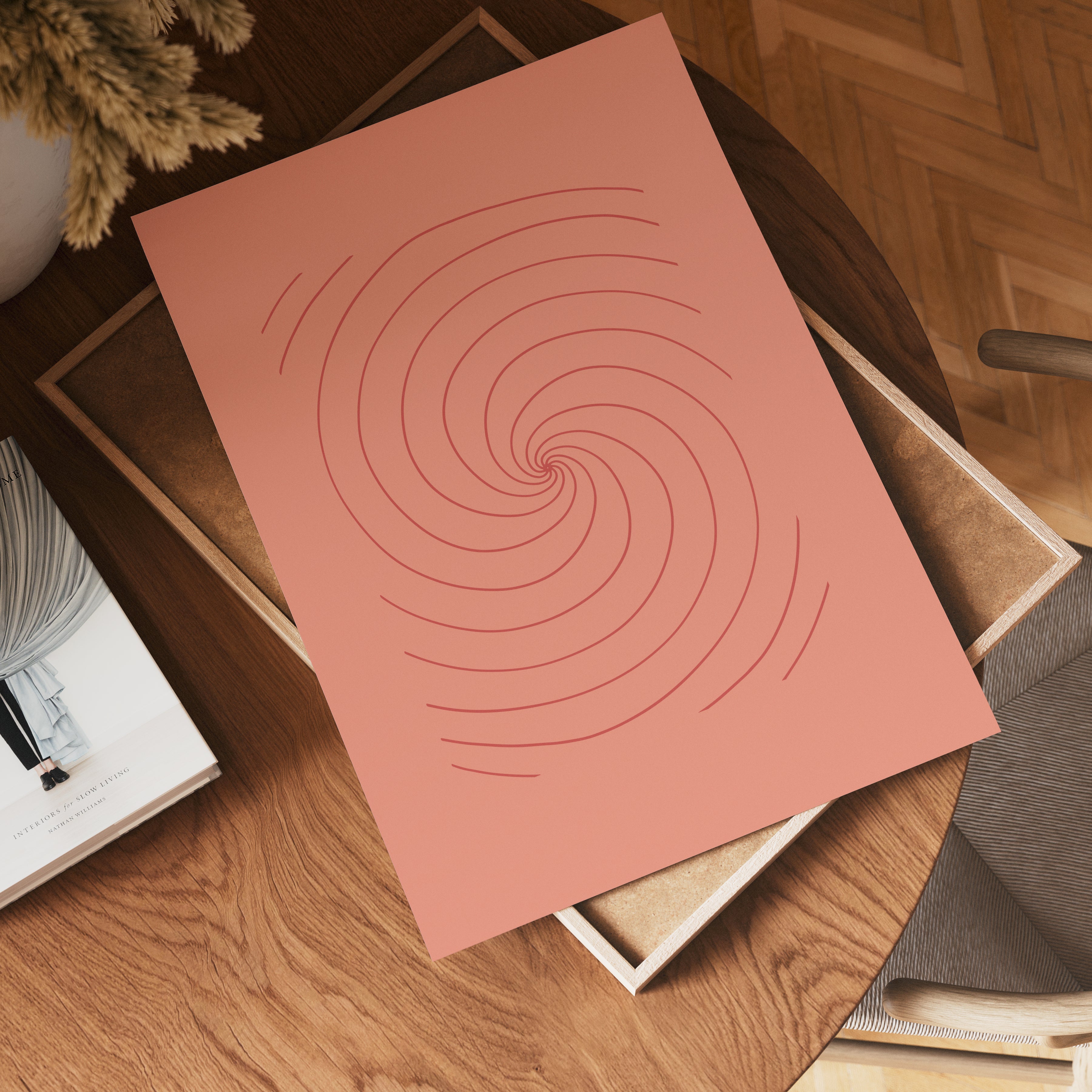 Terracotta Spiral Flow Poster