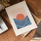 Sunset Over Waves Poster