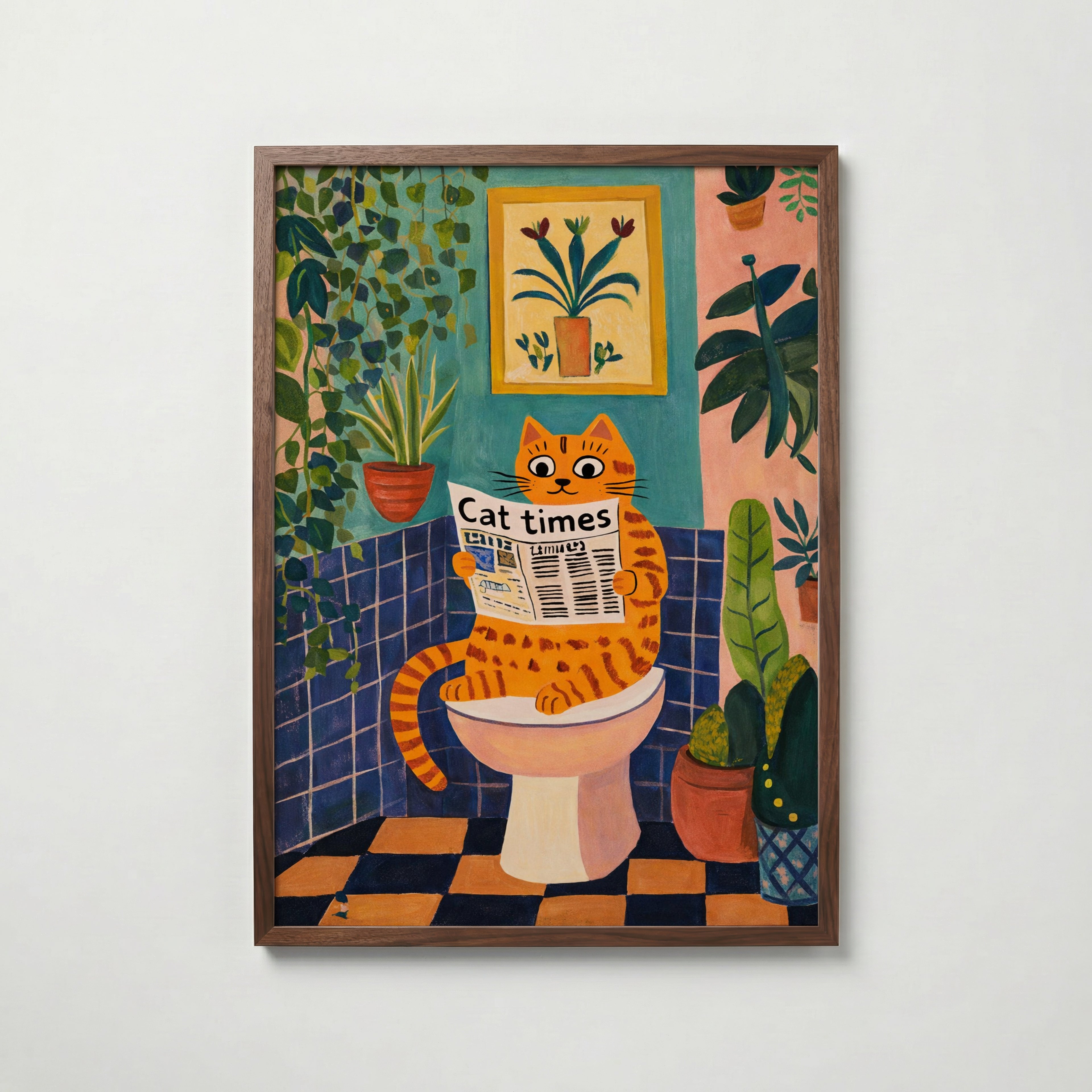Cat Times Bathroom Ritual Poster – köp affisch till hemmet – Bozetto väggdekoration