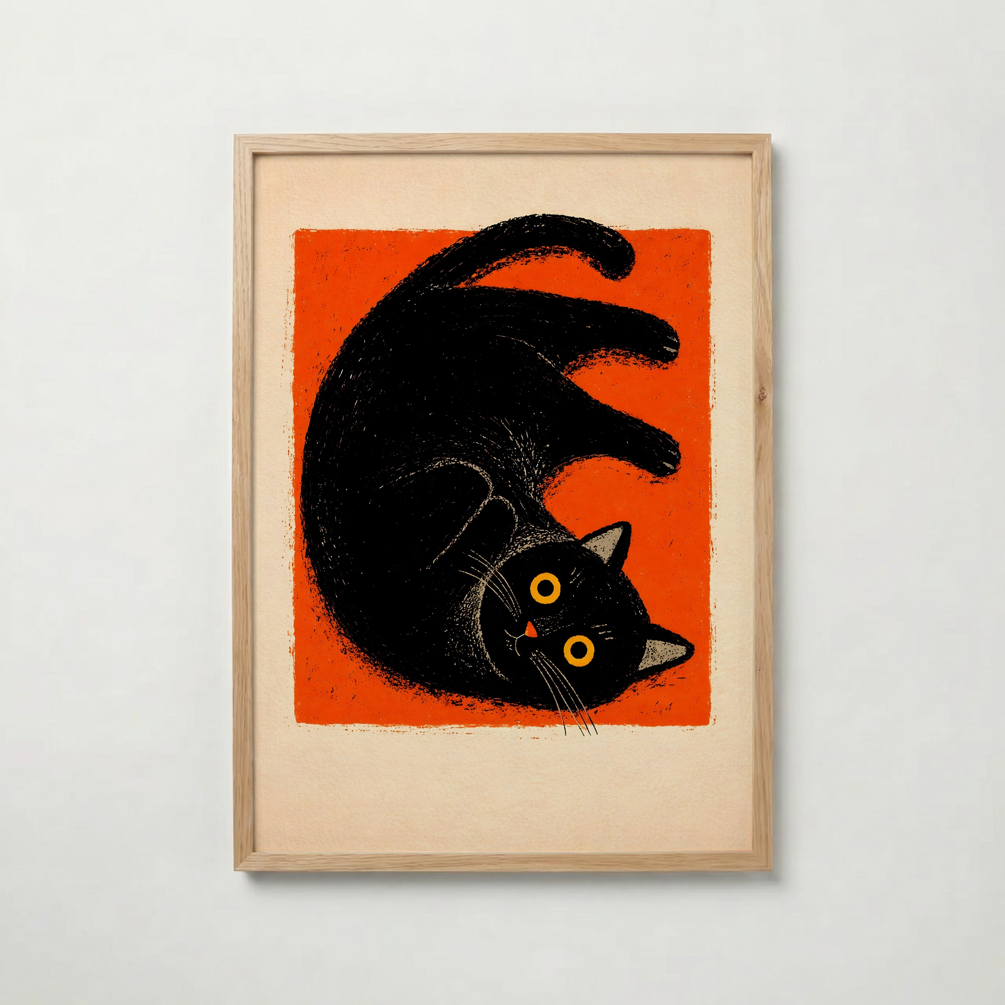 Curled Black Cat Poster