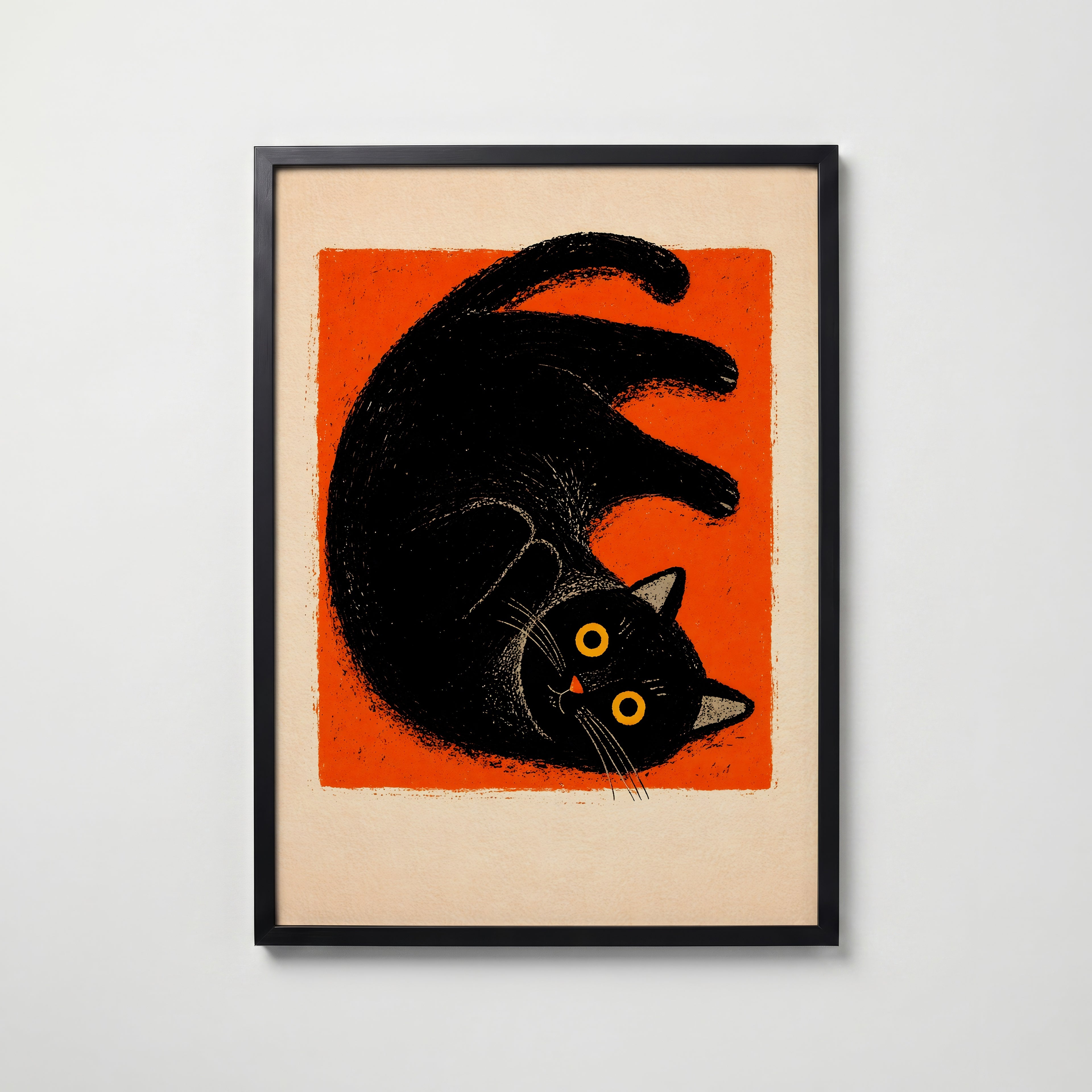 Curled Black Cat Poster