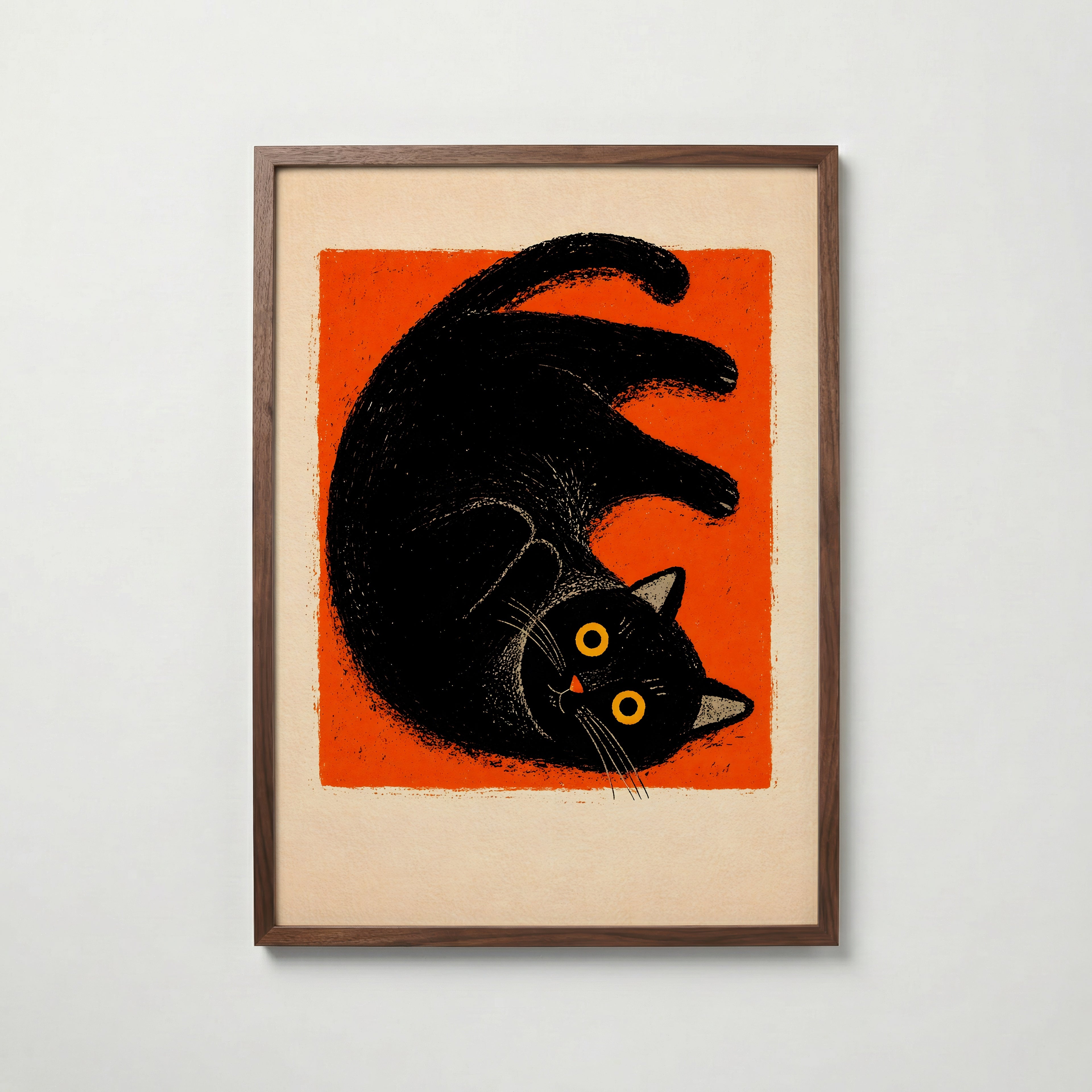Curled Black Cat Poster