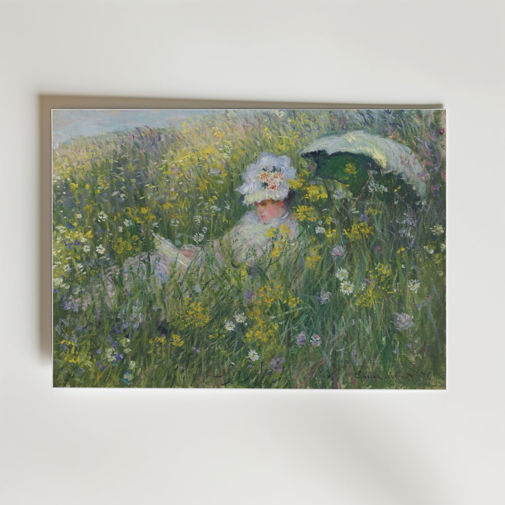 Claude Monet Dans La Prairie 1876 affisch i neutral inramning – konsttryck från Bozetto i hög kvalitet