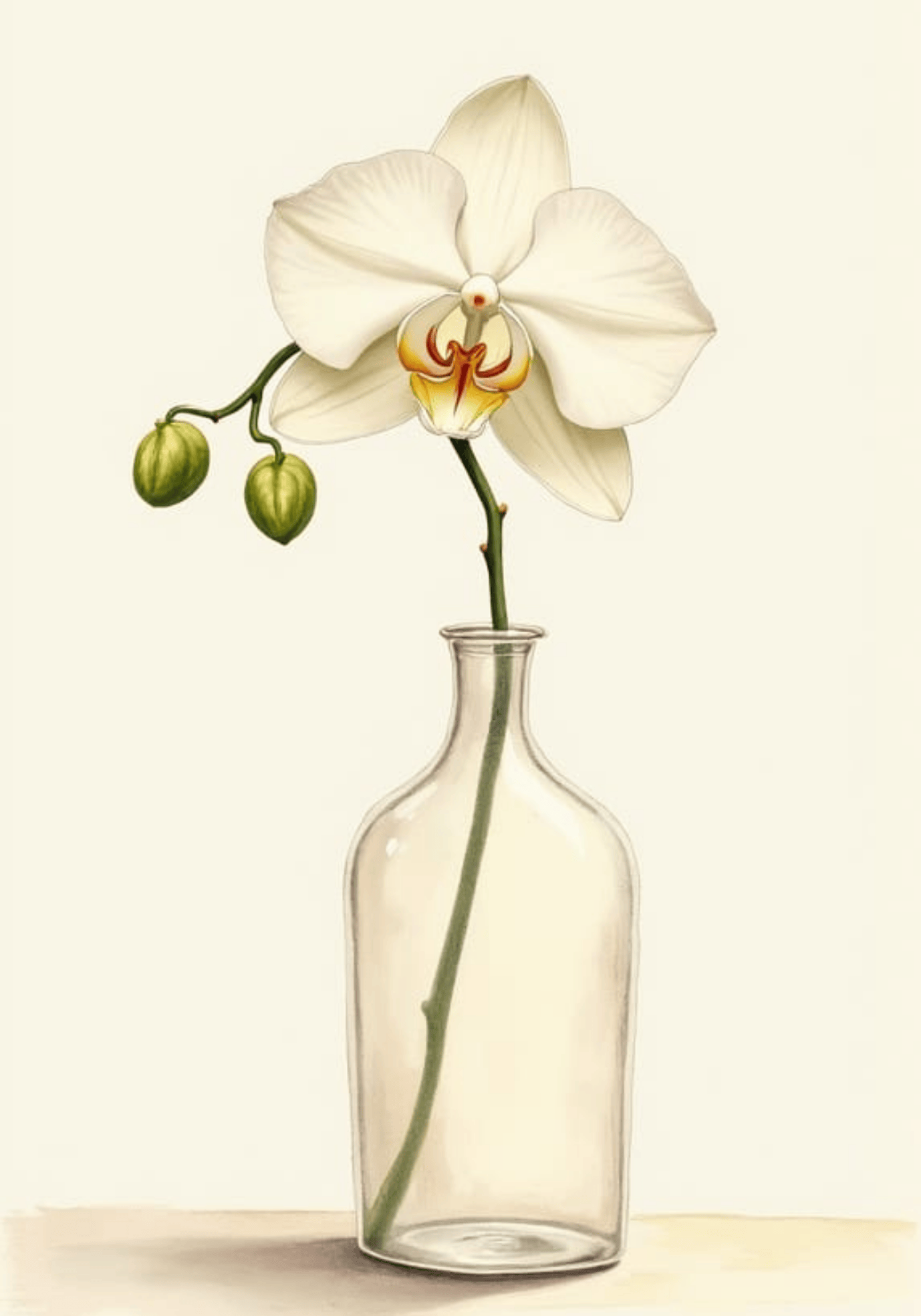 Elegant White Orchid In Glass Vase Poster