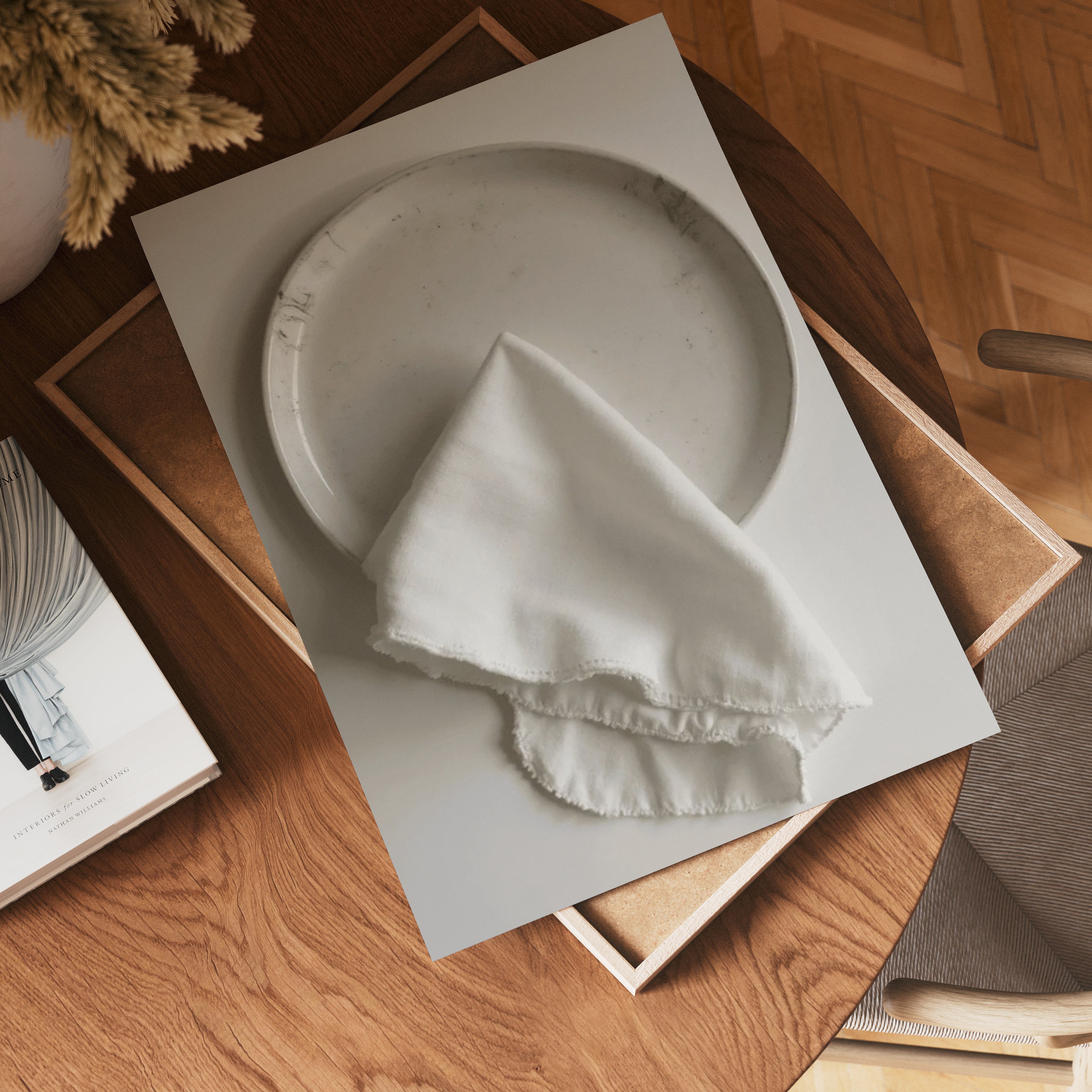 White linen dinner napkin Poster