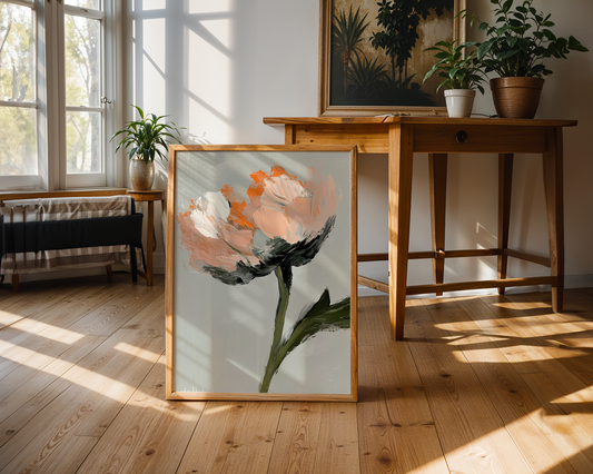 Abstract floral Peach and White Blossoms Poster