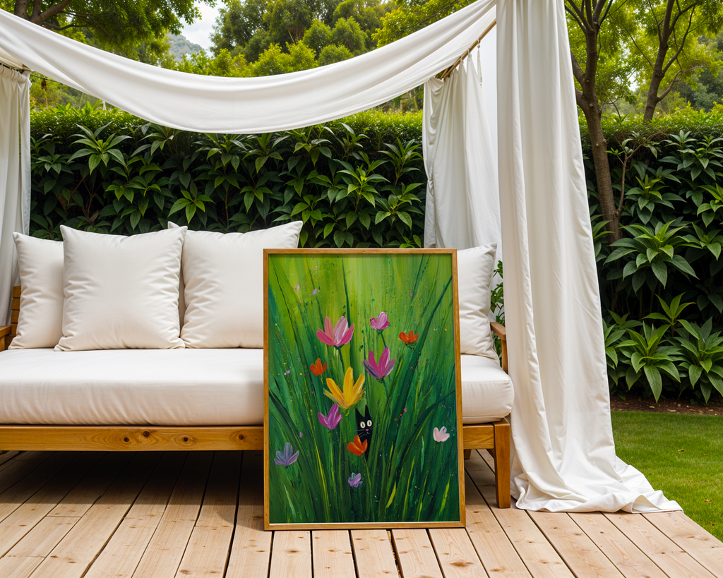 Hidden Garden Cat Poster