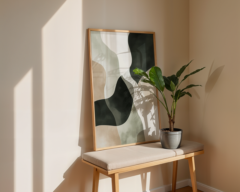 Abstract Green Shapes No.3 Poster