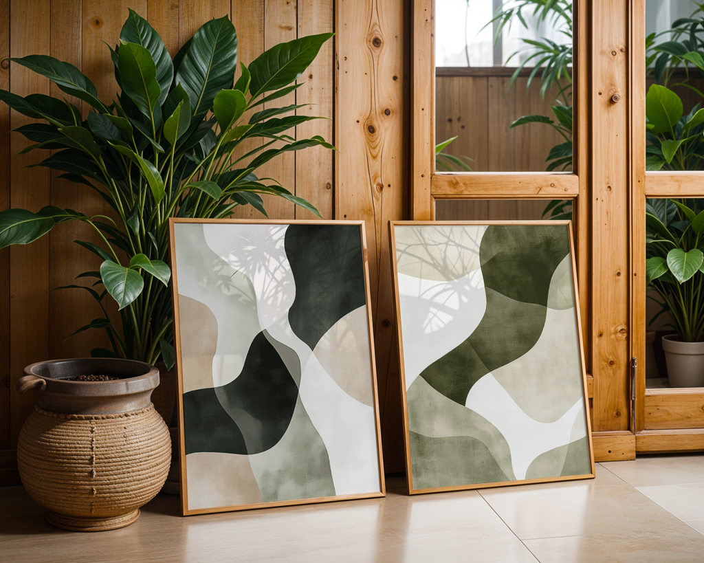 Abstract Green Shapes No.3 Poster