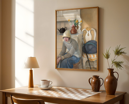 Carl Larsson Girl with ice skates Falun 1917 Poster