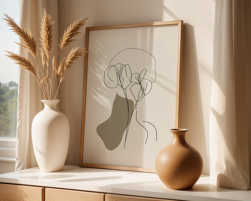 Floral Face Silhouette Poster