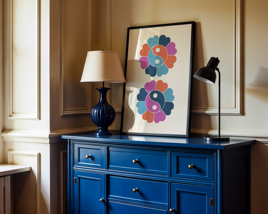 Yin Yang Flower Balance Poster