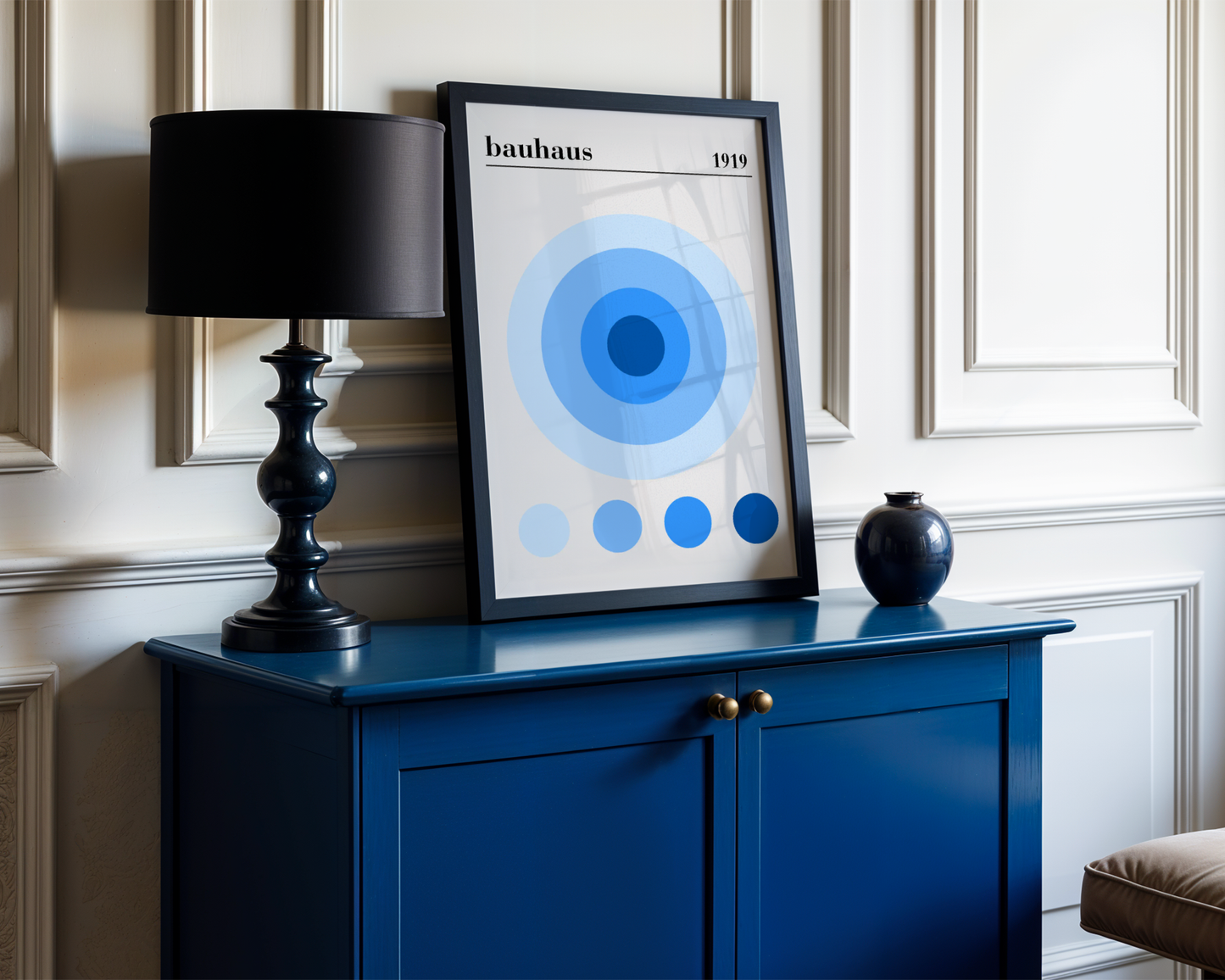 Bauhaus Blue Circles Poster