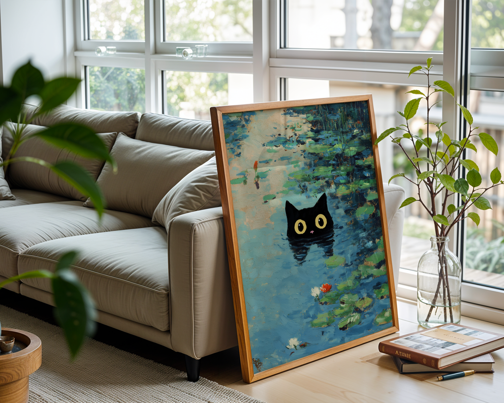 Waterlily Cat Poster
