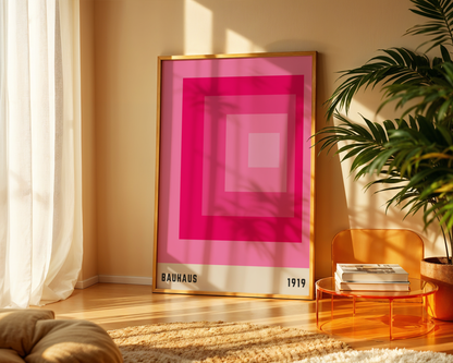 Bauhaus Pink Squares Poster