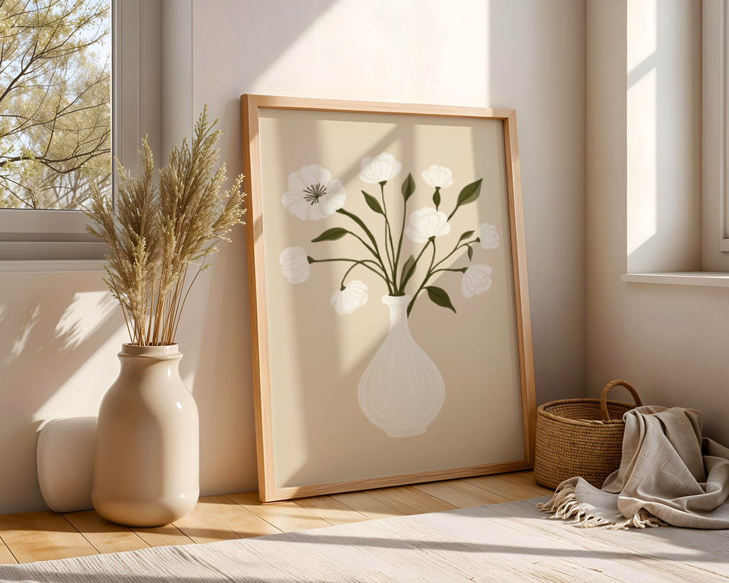 Minimalist Floral White Vase Poster
