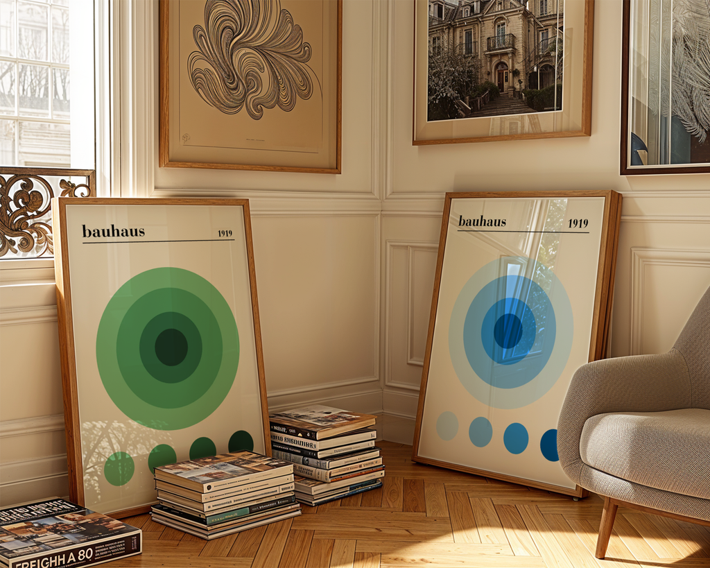 Bauhaus Blue Circles Poster