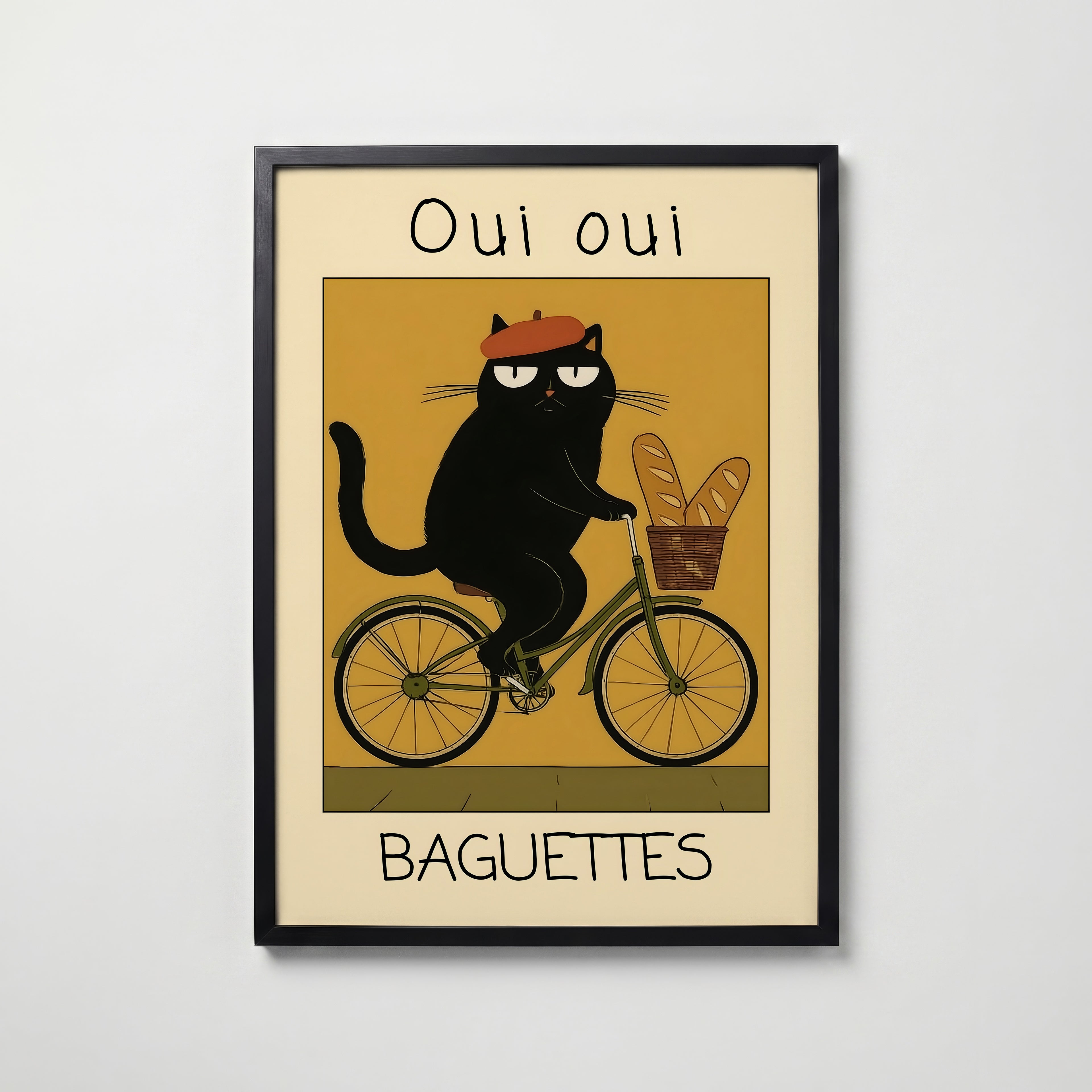 French Baguette Cat Poster – köp affisch till hemmet – Bozetto väggdekoration
