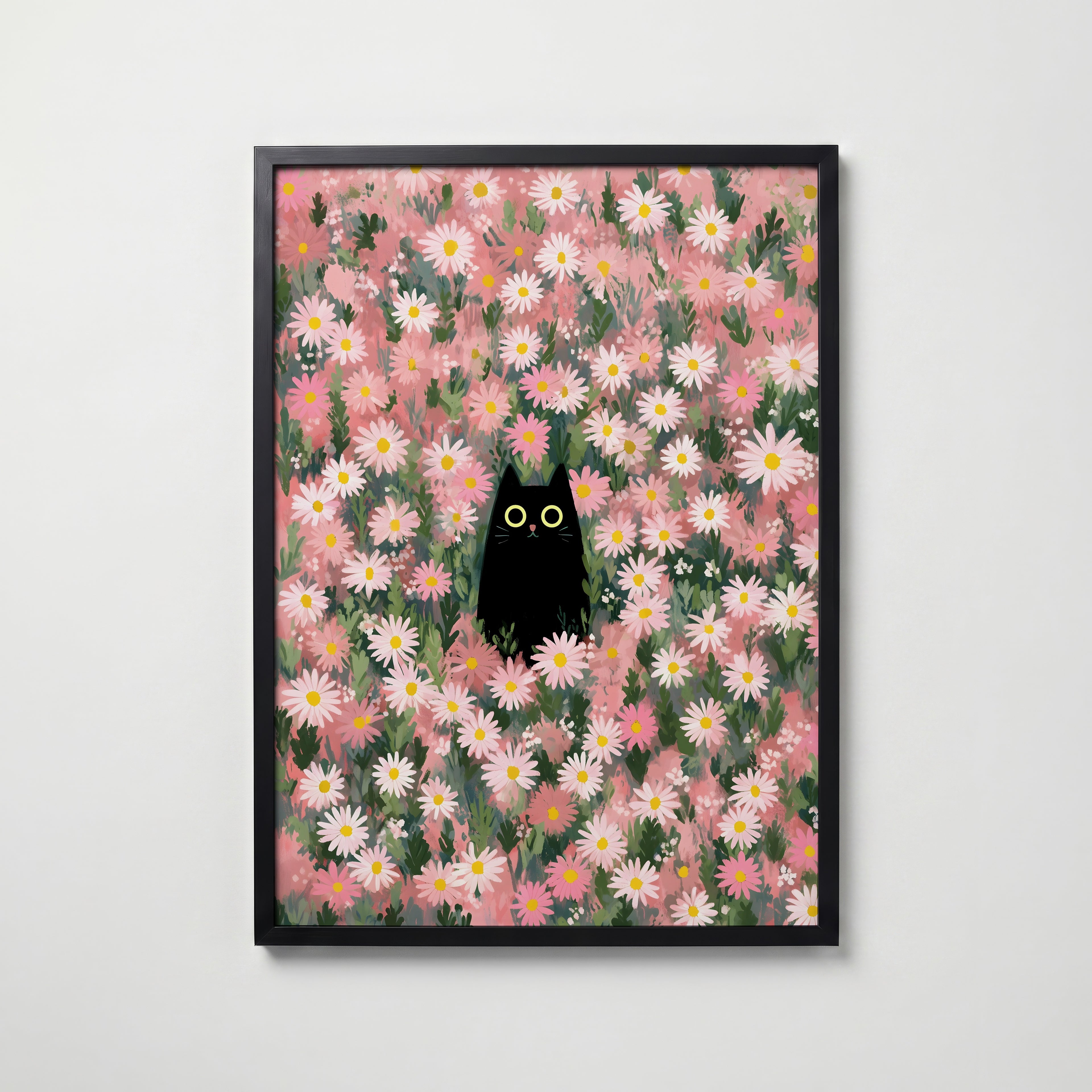 Hidden Cat in Daisy Meadow Poster