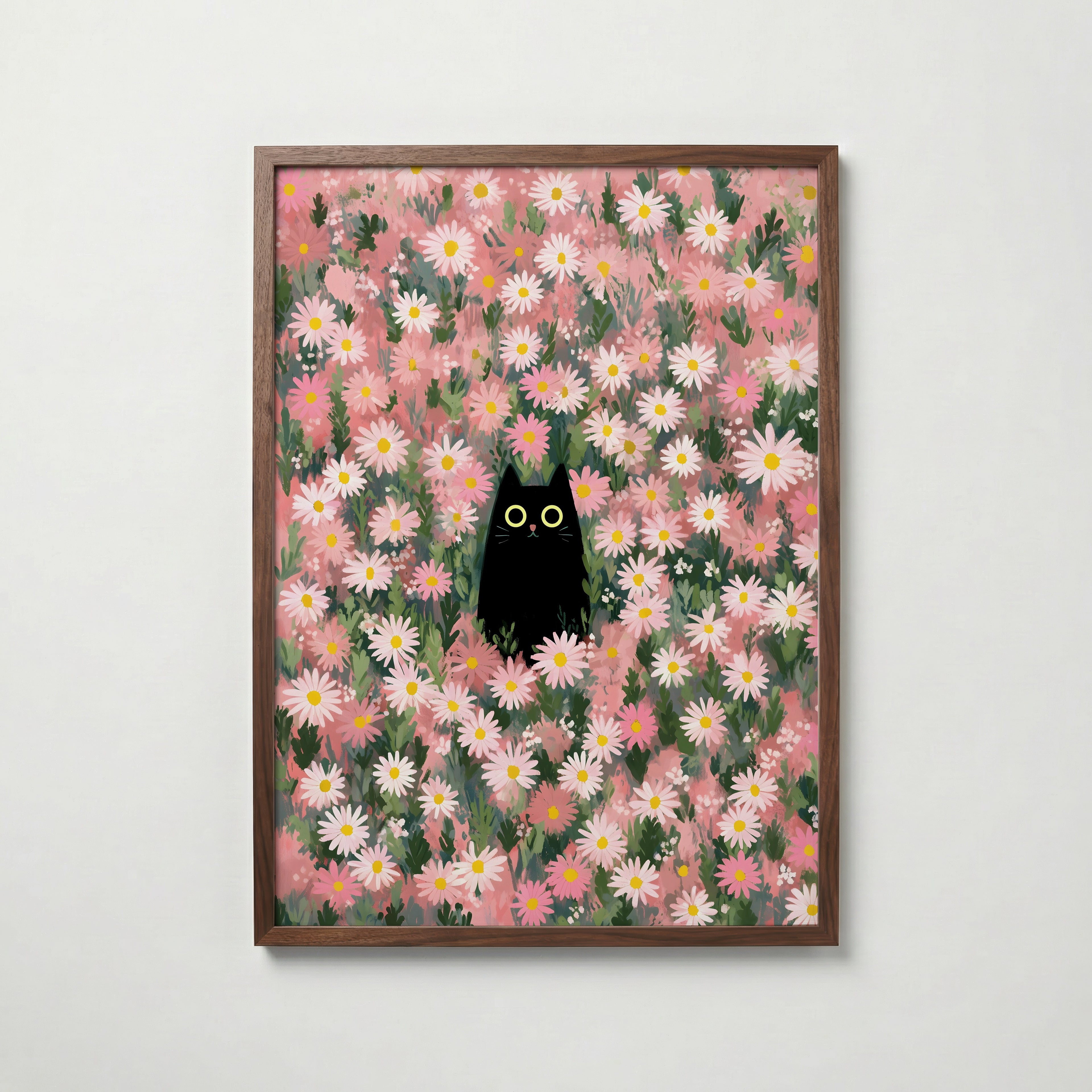 Hidden Cat in Daisy Meadow Poster
