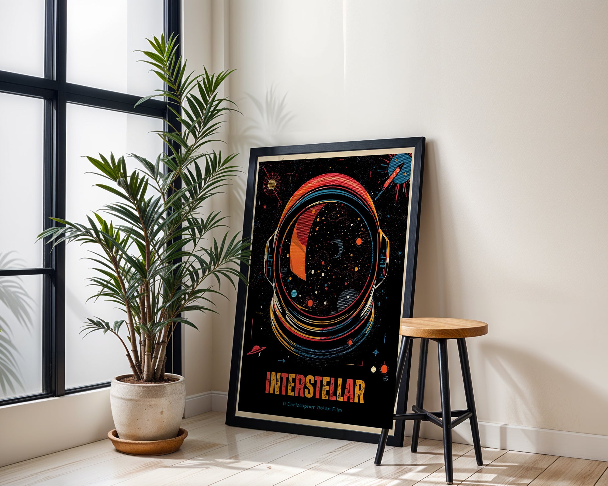 Interstellar poster visualiserad på vägg – se rätt storlek med mockup från Bozetto