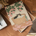 Cat In Sakura Bath Poster