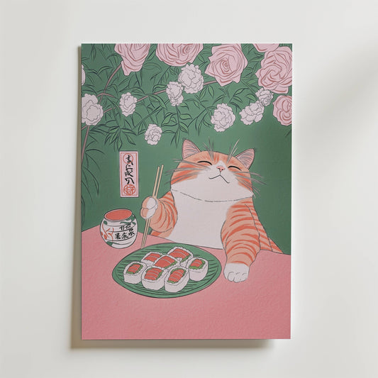 Sushi Cat Delight Poster