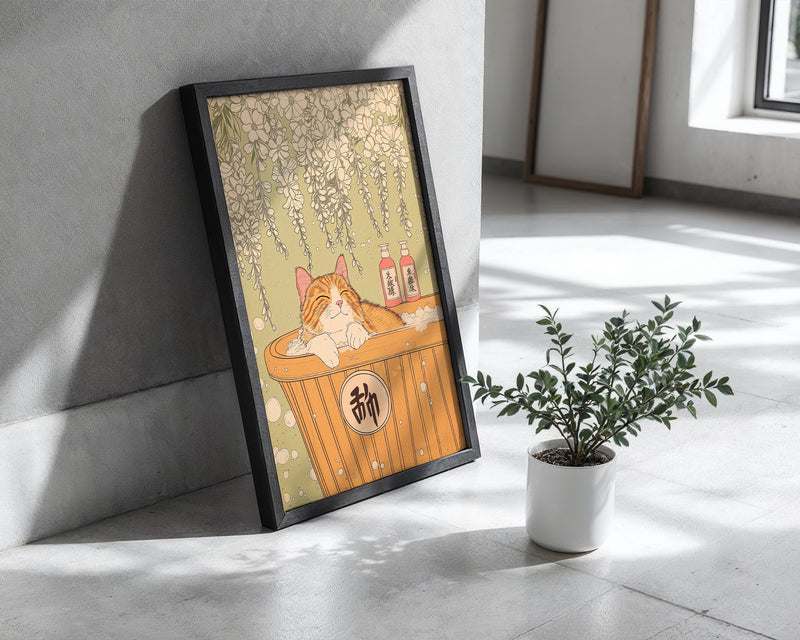 Peaceful Cat Bath Poster