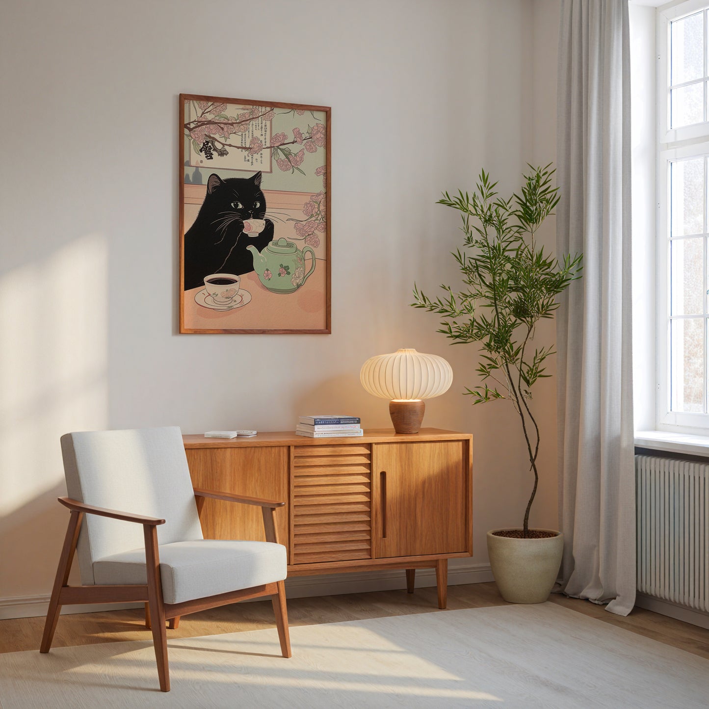 Sakura Tea Cat Poster