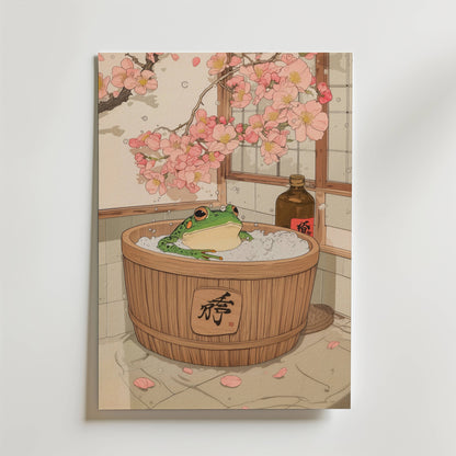 Sakura Bath Frog Poster