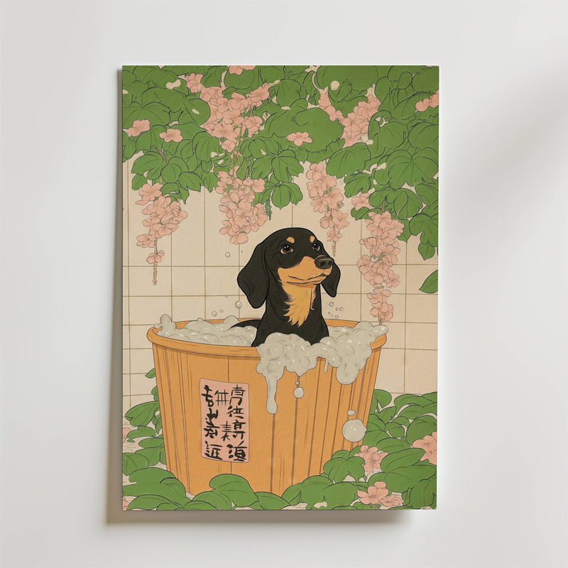 Bath Time Dachshund Poster
