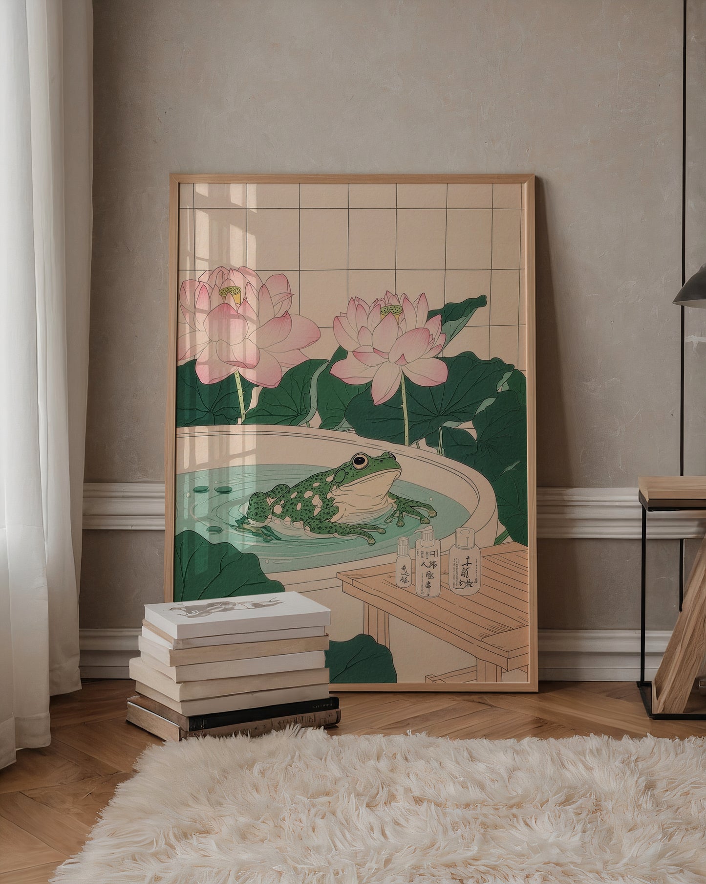 Lotus Frog Bath Poster