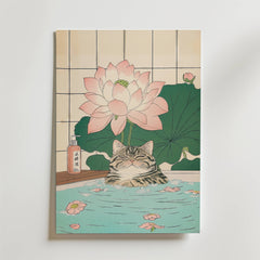 Lotus Cat Bath Poster