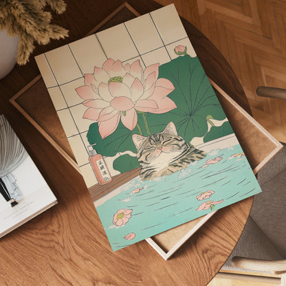 Lotus Cat Bath Poster