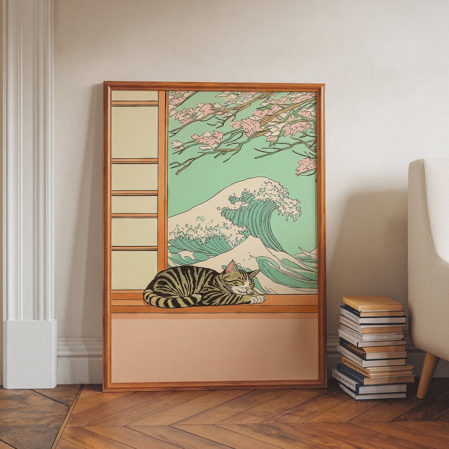 Sleeping Cat Wave Poster