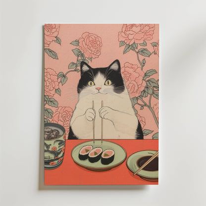 Pink Table Cat Poster