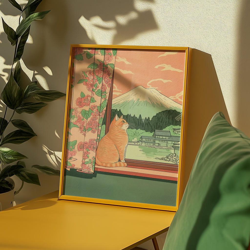Peaceful Fuji Window Poster