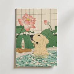 Lotus Bath Dog Poster
